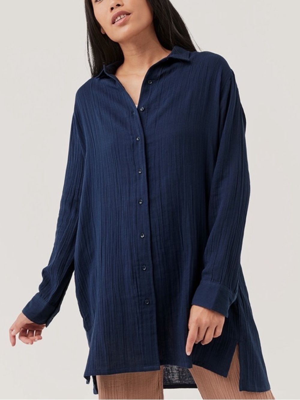 PACT Organic Cotton gauze shirt dress maritime navy blue 25504
